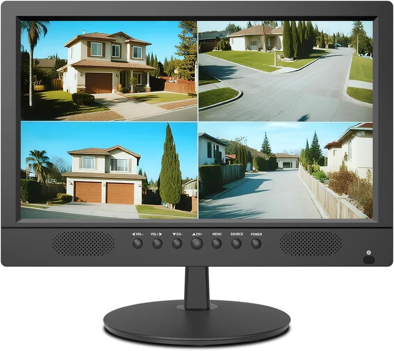 Jexiop 16inch Security Monitor,Wall-Mounted Monitors Supports USB/Full Format Video Playback,CCTV Monitors with AV/HDMI Input/VGA/BNC,Built-in Speaker,Remote Control - Image 1